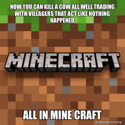 Minecraft kill a pig for fun!