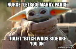 Baby Yoda looking at you