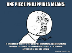 One Piece Philippines Means: 15 Overseas Filipinos out of the 120 Filipino Diaspora will Overrun Yaviza and the Darien Gap to Build the New Metro Manila / Seat of the Philippine Government-in-Exile  Latin America