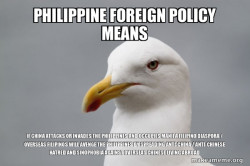 Philippine Foreign Policy Means If China Attacks or Invades the Philippines and Occupies Manila Filipino Diaspora / Overseas Filipinos will avenge the Philippines by spreading anti-China / anti-Chinese Hatred and Sinophobia against overseas Chinese livin