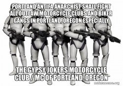 PORTLAND ANTIFA ANARCHIST SHALL FIGHT ALL OUTLAW MOTORCYCLE CLUBS AND BIKER GANGS IN PORTLAND, OREGON ESPECIALLY THE GYPSY JOKERS MOTORCYCLE CLUB / MC OF PORTLAND, OREGON 