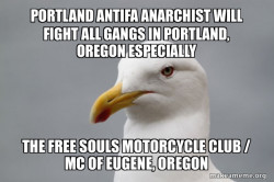 PORTLAND ANTIFA ANARCHIST WILL FIGHT ALL GANGS IN PORTLAND, OREGON ESPECIALLY THE FREE SOULS MOTORCYCLE CLUB / MC OF EUGENE, OREGON
