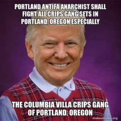 PORTLAND ANTIFA ANARCHIST SHALL FIGHT ALL CRIPS GANG SETS IN PORTLAND, OREGON ESPECIALLY THE COLUMBIA VILLA CRIPS GANG OF PORTLAND, OREGON