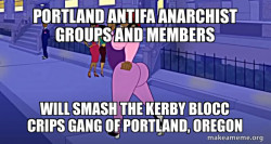 Portland Antifa Anarchist groups and members will smash the Kerby Blocc Crips Gang of Portland, Oregon