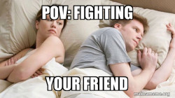 Couple thinking in bed