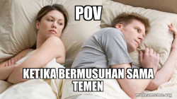 Couple thinking in bed