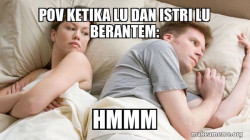 Couple thinking in bed