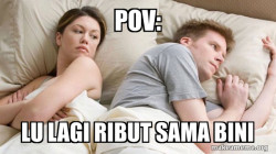 Couple thinking in bed