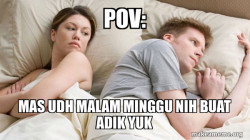 Couple thinking in bed