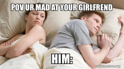 Couple thinking in bed