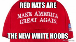 red hats white hoods