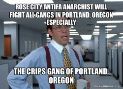 ROSE CITY ANTIFA ANARCHIST WILL FIGHT ALL GANGS IN PORTLAND, OREGON ESPECIALLY THE CRIPS GANG OF PORTLAND, OREGON
