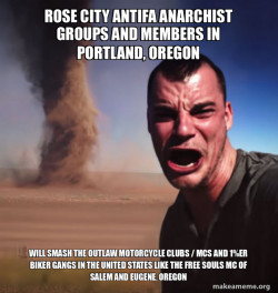 Rose City Antifa Anarchist groups and members in Portland, Oregon will smash the Outlaw Motorcycle Clubs / MCs and 1%er Biker Gangs in the United States like the Free Souls MC of Salem and Eugene, Oregon