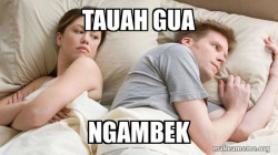 Couple thinking in bed