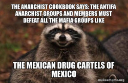 THE ANARCHIST COOKBOOK SAYS: THE ANTIFA ANARCHIST GROUPS AND MEMBERS MUST DEFEAT ALL THE MAFIA GROUPS LIKE THE MEXICAN DRUG CARTELS OF MEXICO
