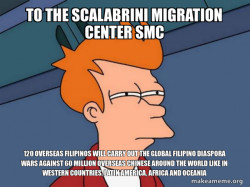 To the Scalabrini Migration Center SMC 120 Overseas Filipinos will carry out the Global Filipino Diaspora Wars against 60 Million Overseas Chinese around the World like in Western Countries, Latin America, Africa and Oceania