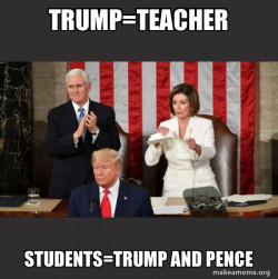Nancy Pelosi ripping Trump's speech up