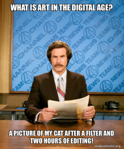Shows strong creativity; meme reflects what we learned about concepts like postmodernism, parody, and mashed-up communication.