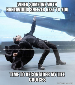 When someone with hantavirus sneezes next to you