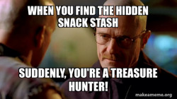 create a meme sort of poster for a shop with the name SNACK STASH with reference to breaking bad