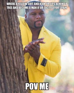 Anthony Adams in Yellow Suit Rubbing Hands