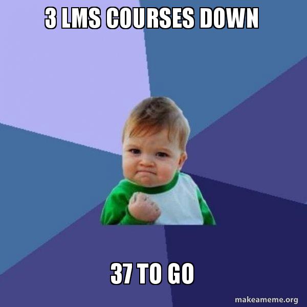 Three Course Meme 3 LMS Courses down 37 to go - Success Kid Meme Generator