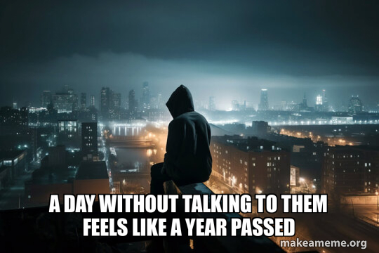 A day without talking to them feels like a year passed Meme Generator
