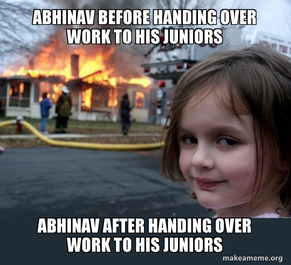 Abhinav before handing over work to his juniors Abhinav after handing