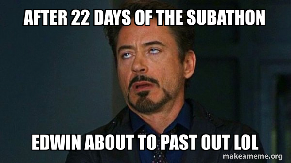 After 22 days of the subathon Edwin about to past out lol - Tony Stark ...