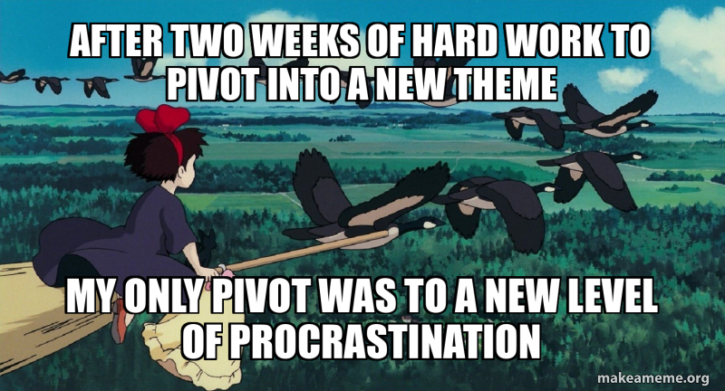 After two weeks of hard work to pivot into a new theme My only pivot ...