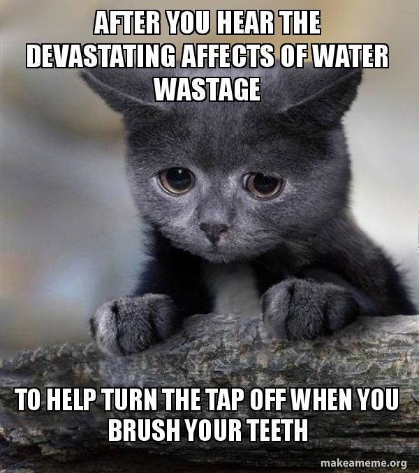 after you hear the devastating affects of water wastage to help turn the tap off when you brush