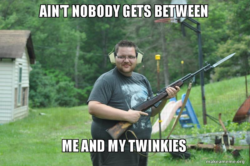 AIN'T NOBODY GETS BETWEEN ME AND MY TWINKIES Meme Generator