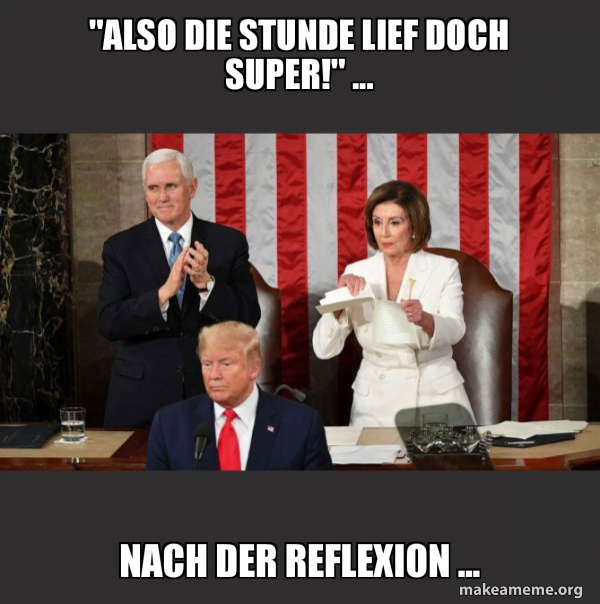 Nancy Pelosi ripping Trump's speech up meme
