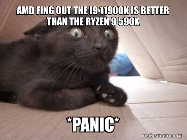 amd fing out the i9 11900k is better than the ryzen 9 590x *panic ...
