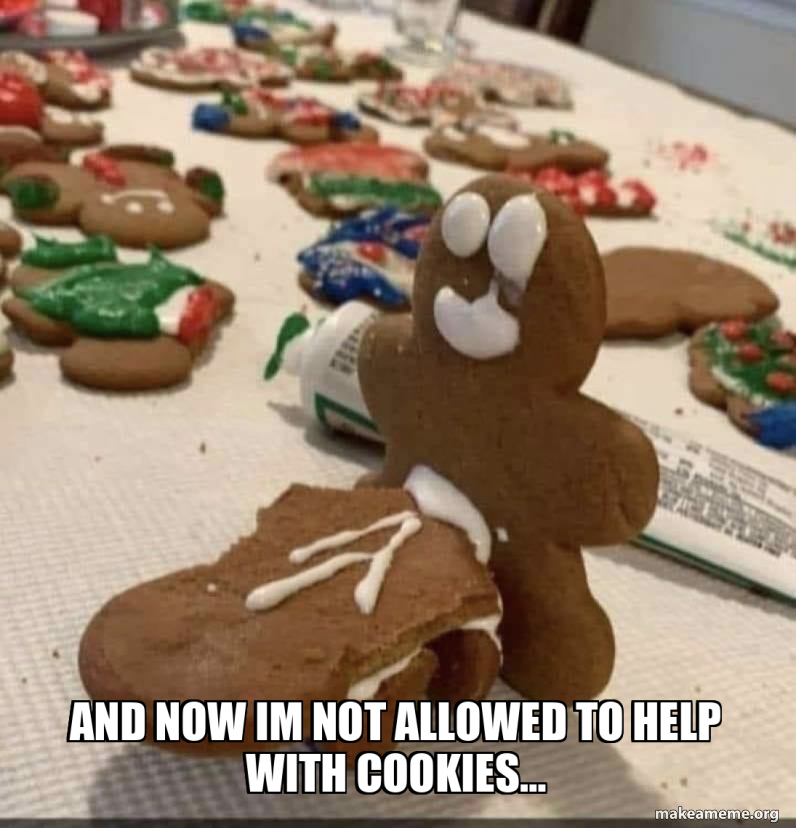 And now im not allowed to help with cookies… Meme Generator