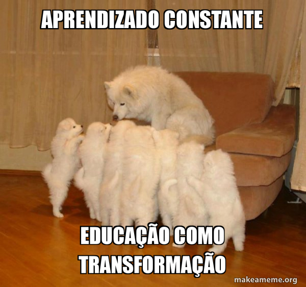 Aprendizado constante Educação como transformação - Storytelling Dog Meme Generator