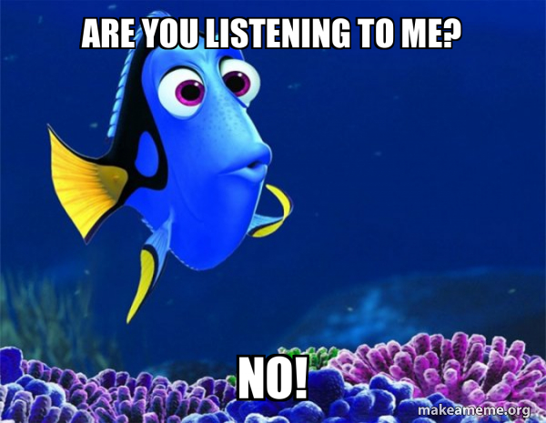 Dory from Nemo  (5 second memory) meme