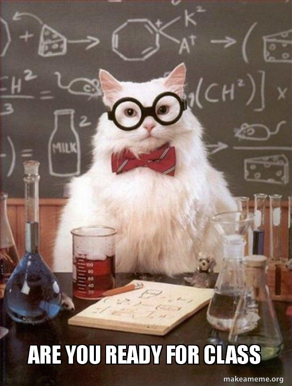 Are You Ready For Class Chemistry Cat Make A Meme