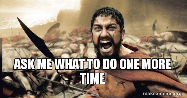 Ask Me What To Do One More Time The 300 Make A Meme