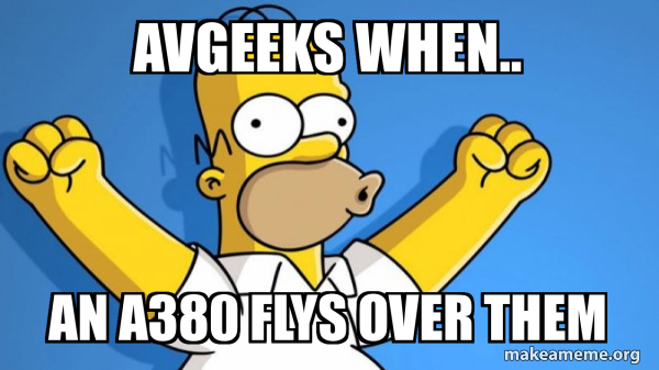 Avgeeks when.. An a380 flys over them - Happy Homer Meme Generator