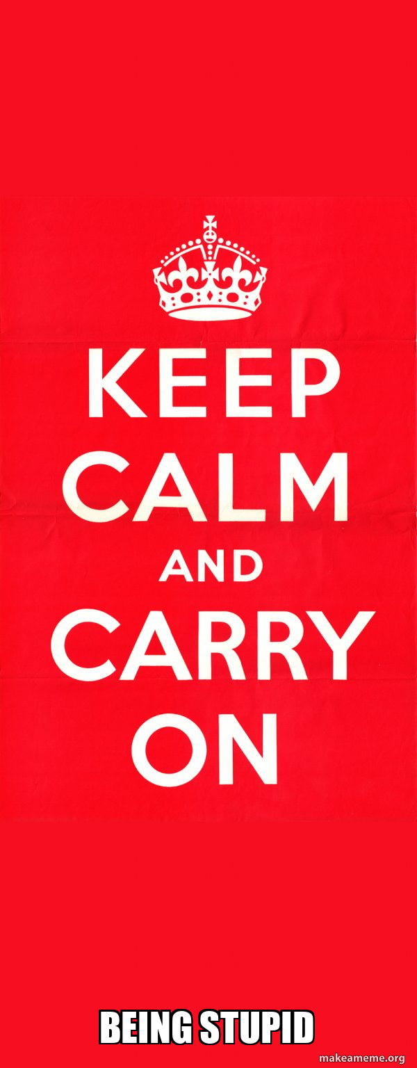 Being stupid - Keep Calm and Carry On Meme Generator