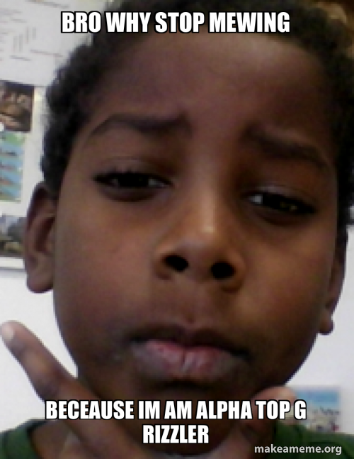 Bro Why Stop Mewing Beceause Im Am Alpha Top G Rizzler Meme Generator 