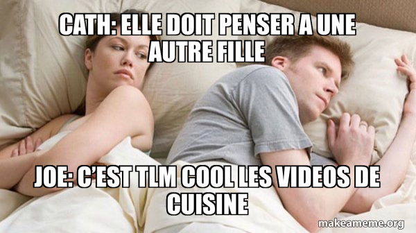 Couple thinking in bed meme