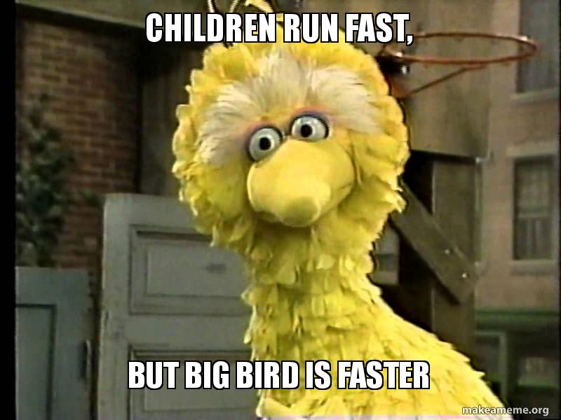 Children Run Fast But Big Bird Is Faster Make A Meme