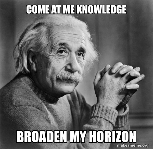 My Knowledge Meme Come at me knowledge broaden my horizon - Serious Albert Einstein Meme ...