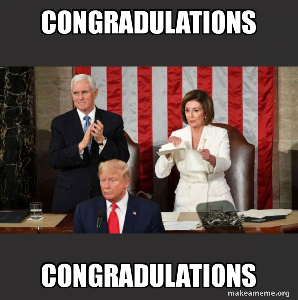 Nancy Pelosi ripping Trump's speech up meme