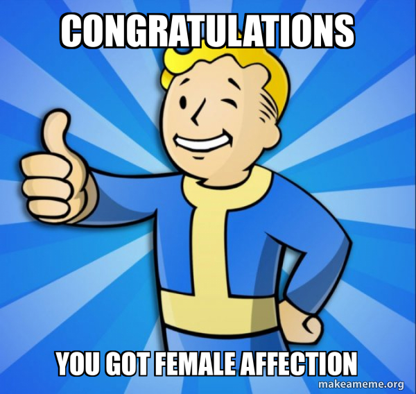Congratulations You got female affection - Vault Boy Fallout 4 game ...