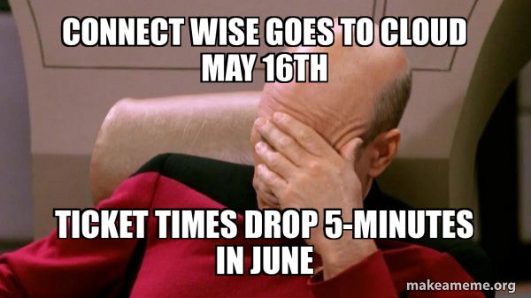 Connect Wise Goes to Cloud May 16th Ticket times drop 5-minutes in June ...