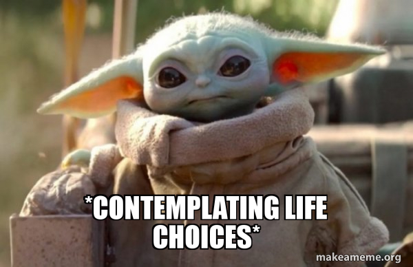 Baby Yoda looking at you meme