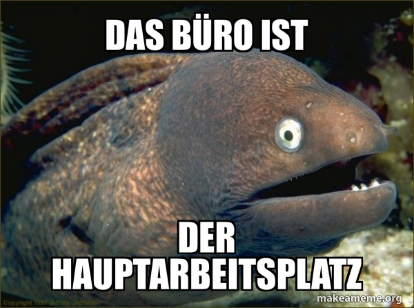 DAS BÜRO IST DER HAUPTARBEITSPLATZ - Bad Joke Eel Meme Generator